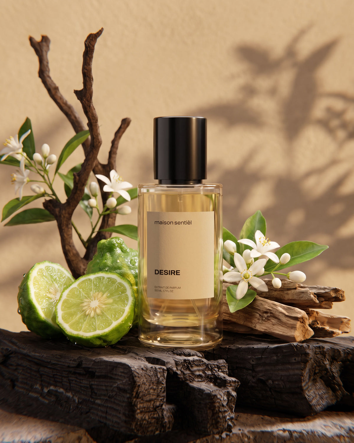 Desire Extrait de Parfum von maison sentièl mit Limette, weißen Blüten und Holz