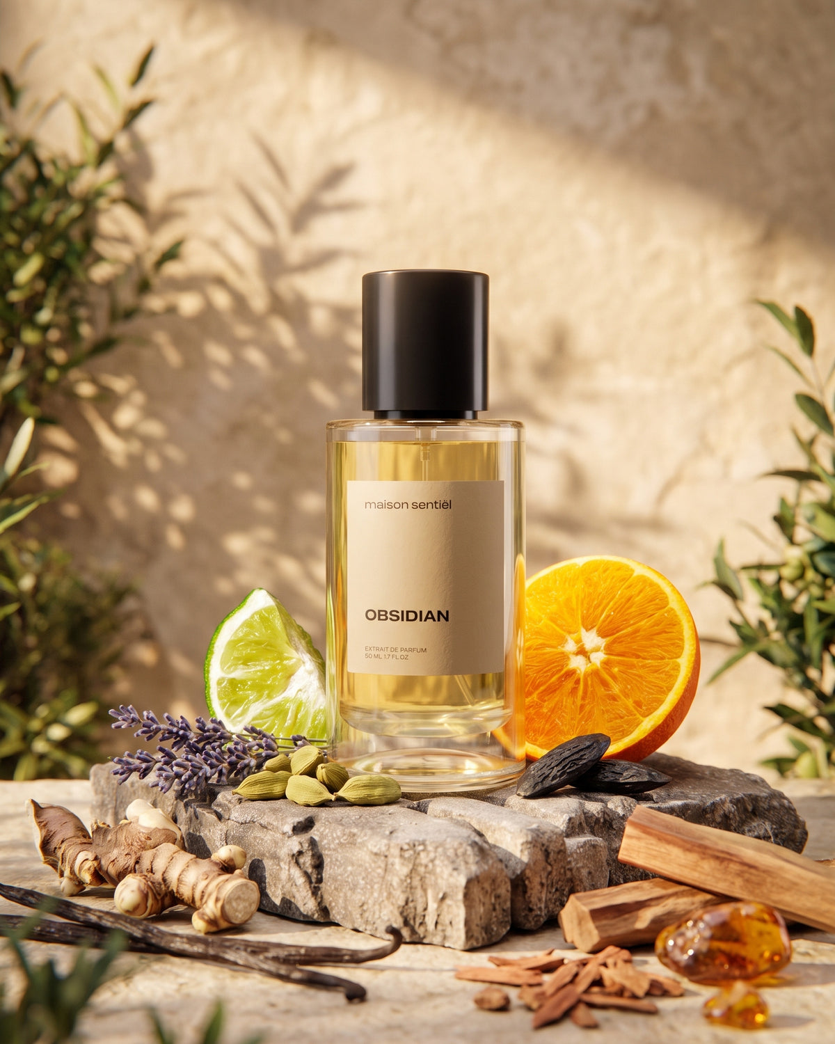 Obsidian Extrait de Parfum von maison sentièl mit Orange, Limette und Lavendel